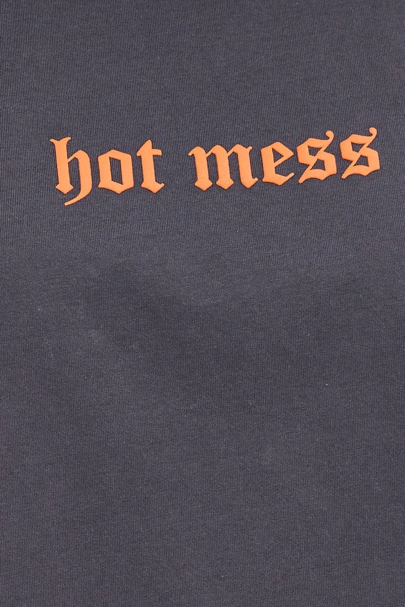 Black Crop T Shirt Hot Mess Graphic Tee