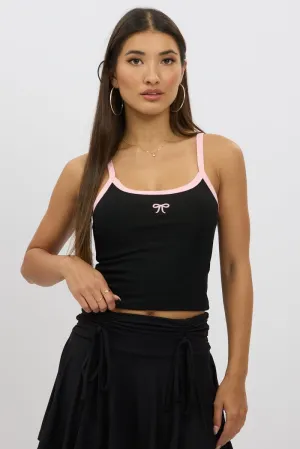 Black Graphic Singlet Top