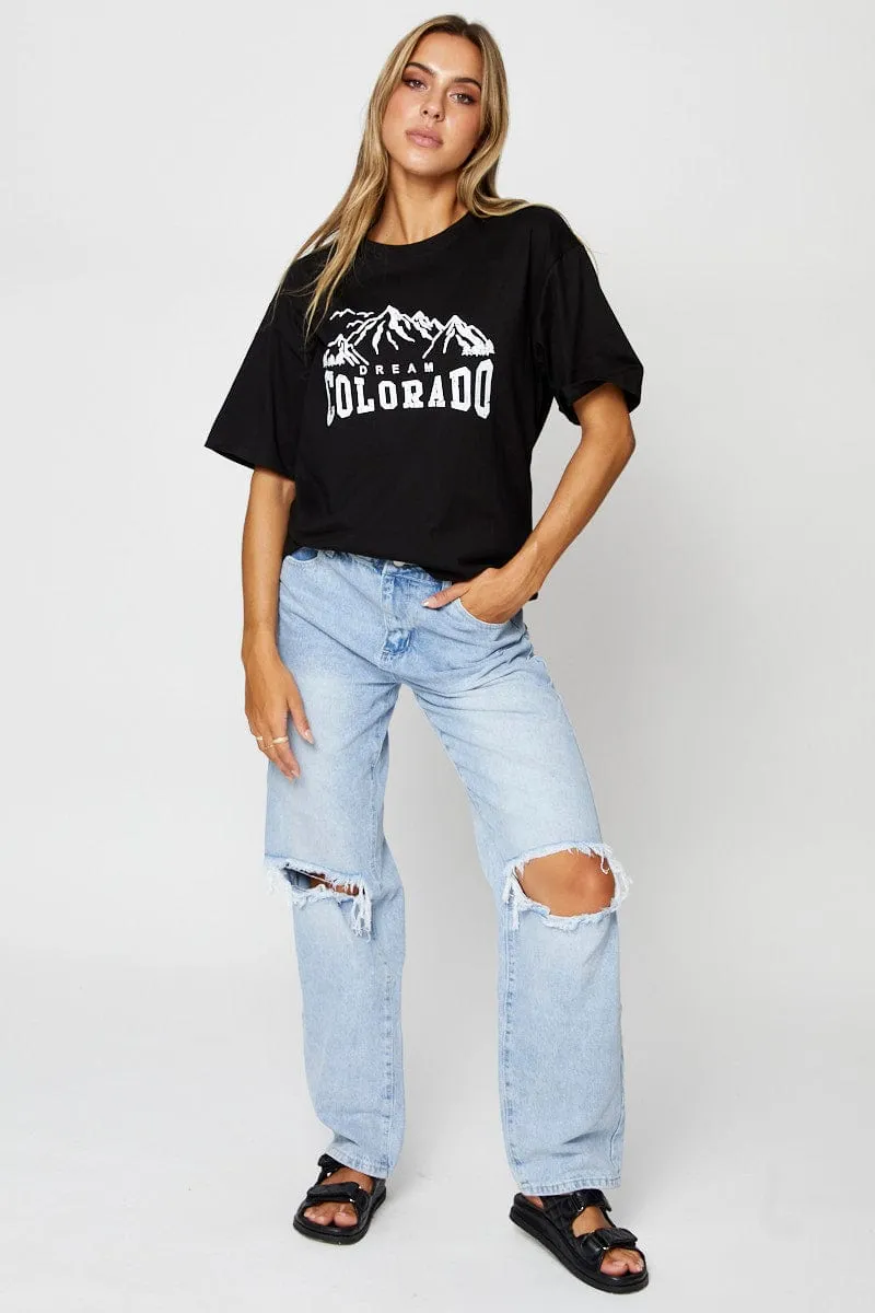 Black Graphic T Shirt Short Sleeve