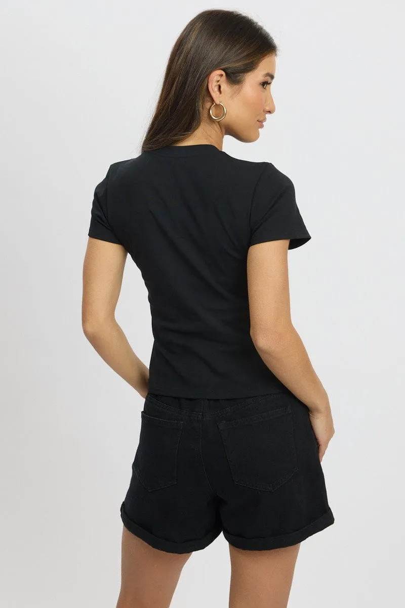 Black Graphic Tee Short Sleeve