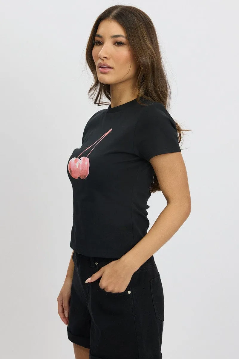 Black Graphic Tee Short Sleeve
