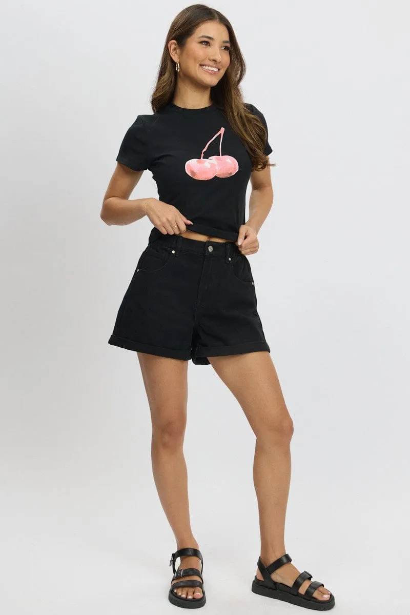 Black Graphic Tee Short Sleeve