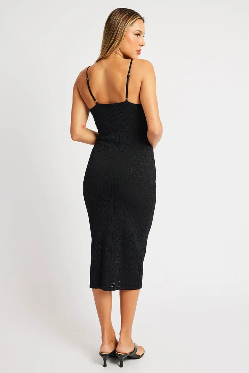 Black Knit Dress Singlet Midi