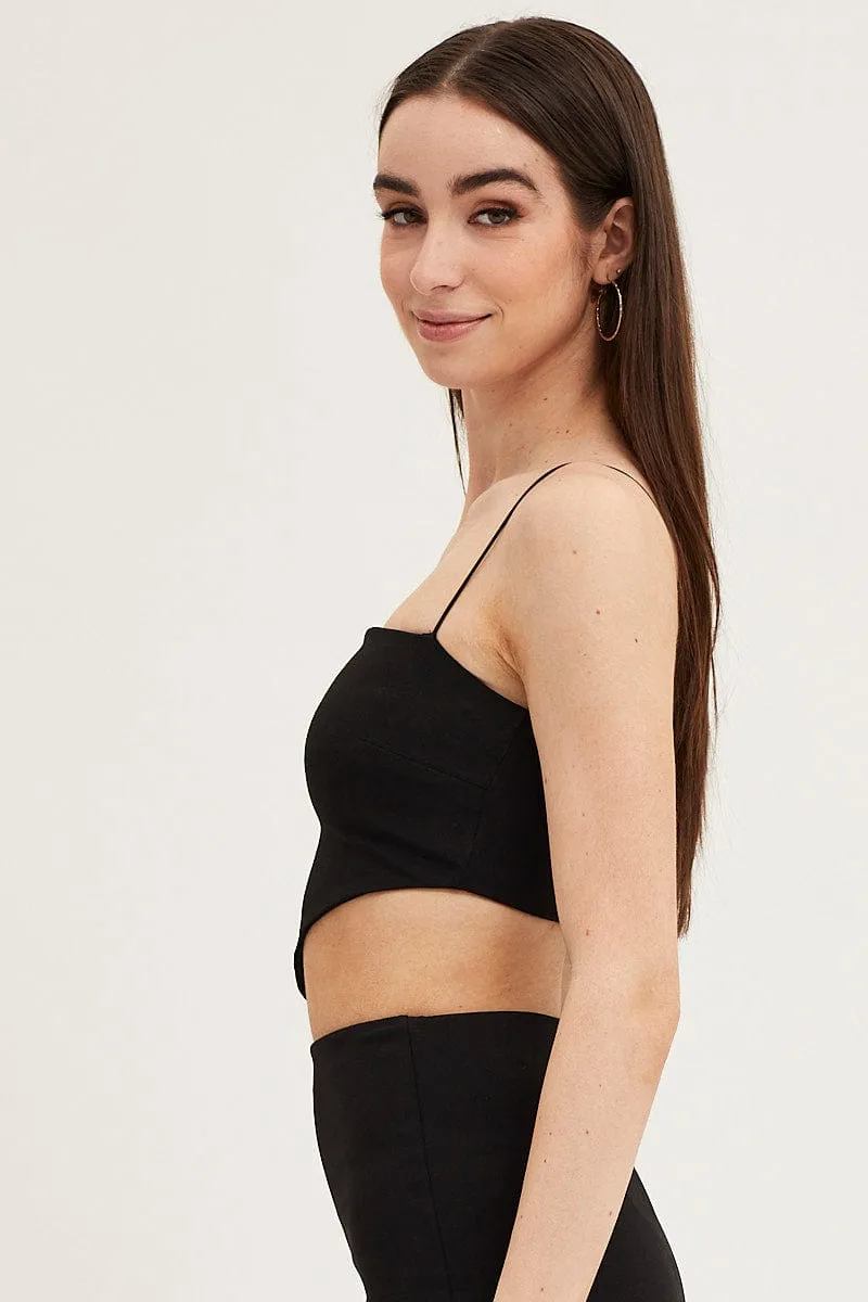 Black Ponte Scarf Crop Top