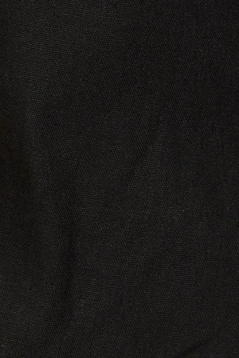 Black Singlet Top Sleeveless Crop Linen
