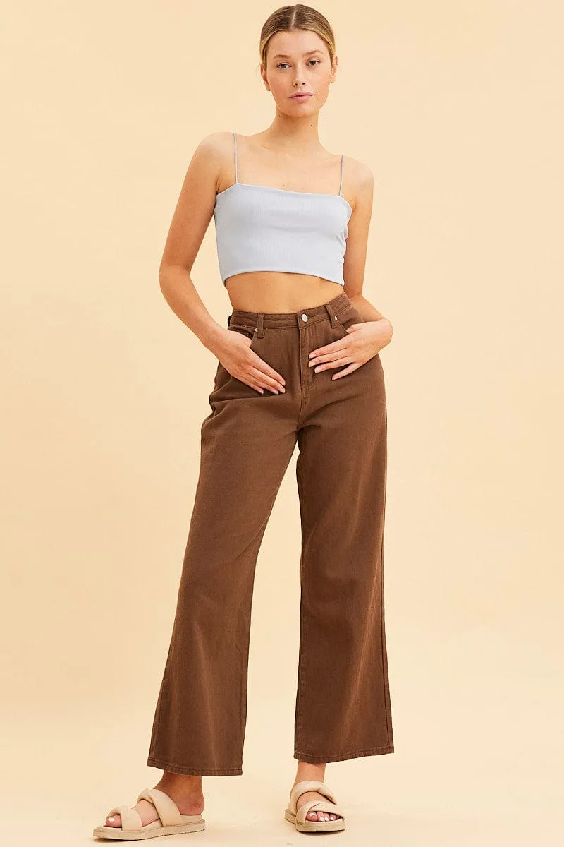 Blue Bandeau Singlet Rib Top