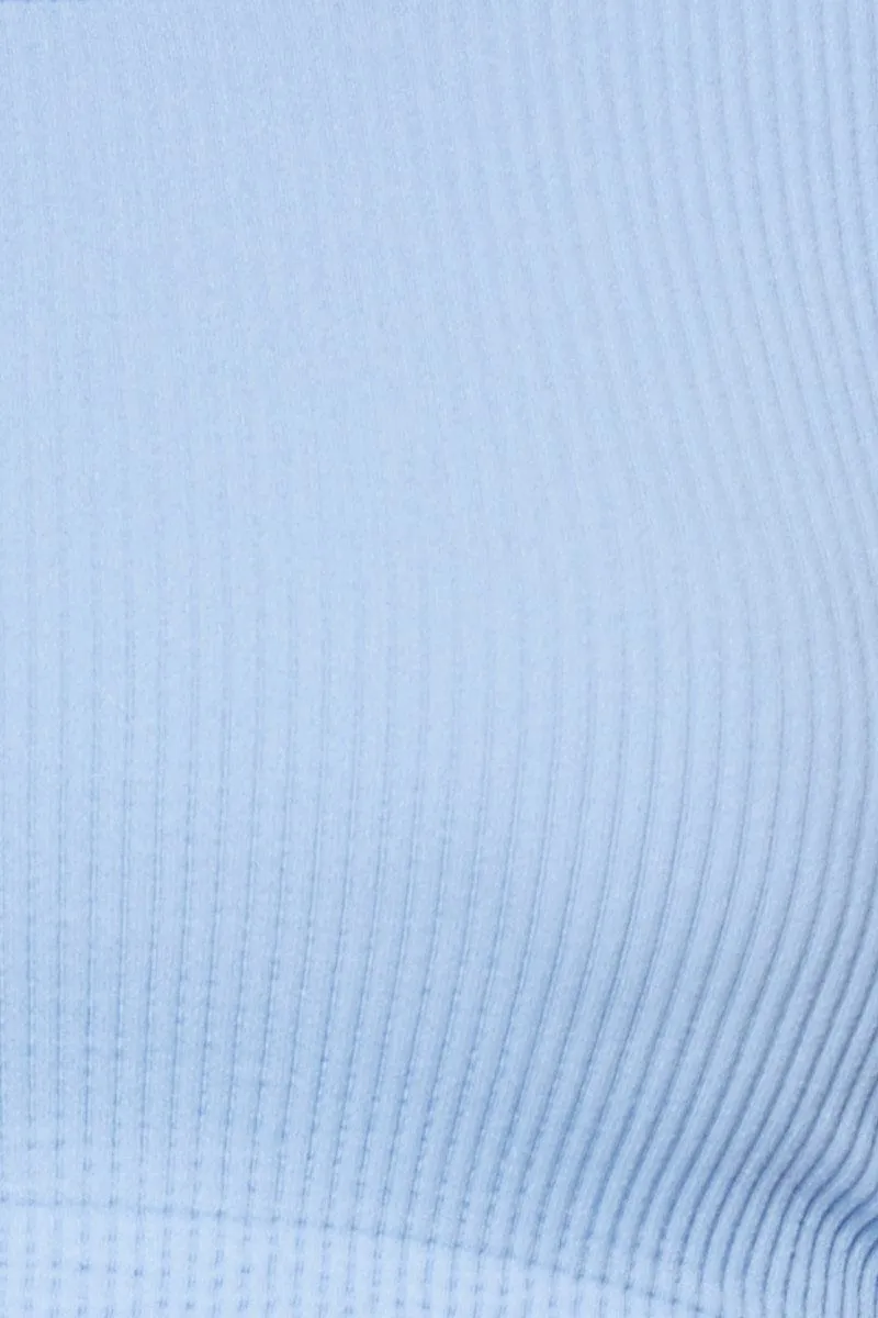 Blue Crop Top Halter Neck Seamless