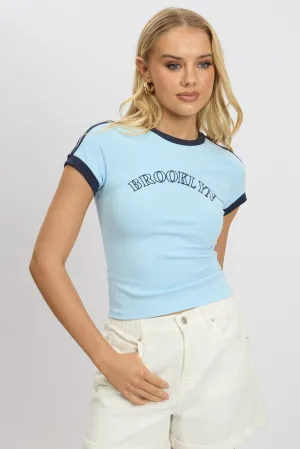 Blue Graphic Tee Short Sleeve