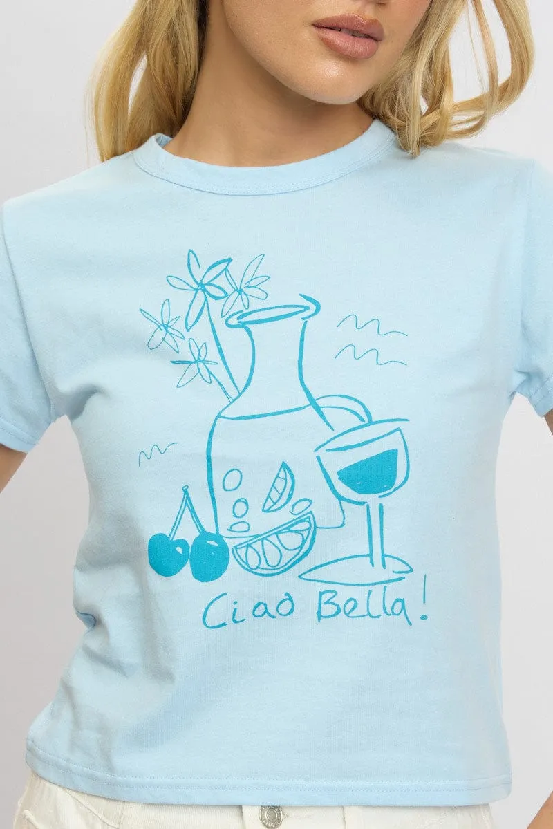 Blue Graphic Tee Short Sleeve