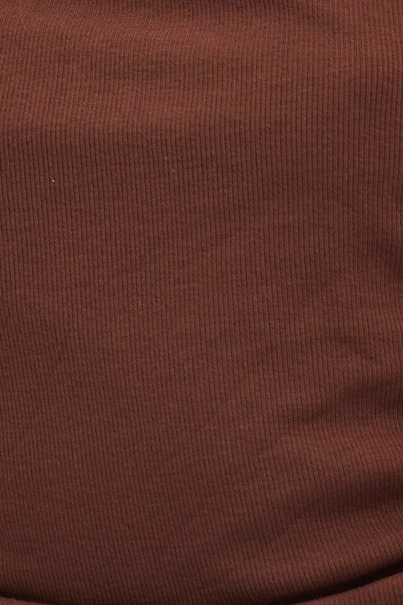 Brown Singlet Top One Shoulder