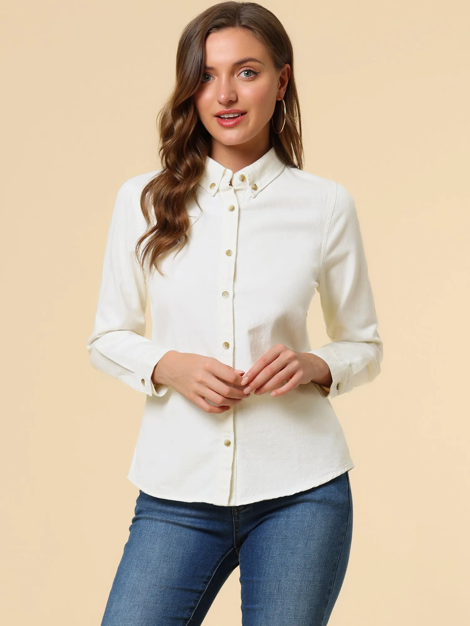 Classic Long Sleeve Button Down Casual Loose Denim Shirt
