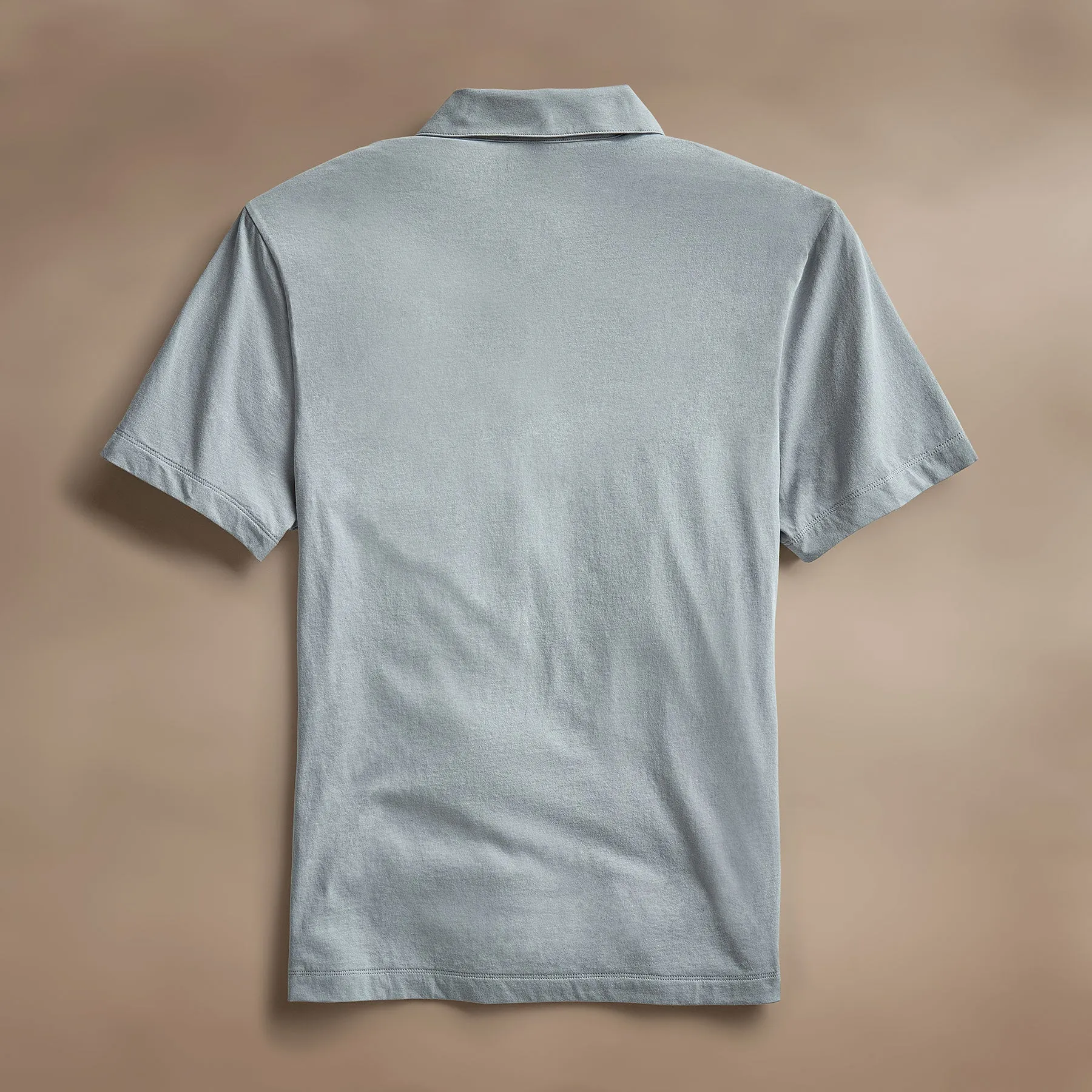 Cotton Linen Pocket Polo - Grey Sky