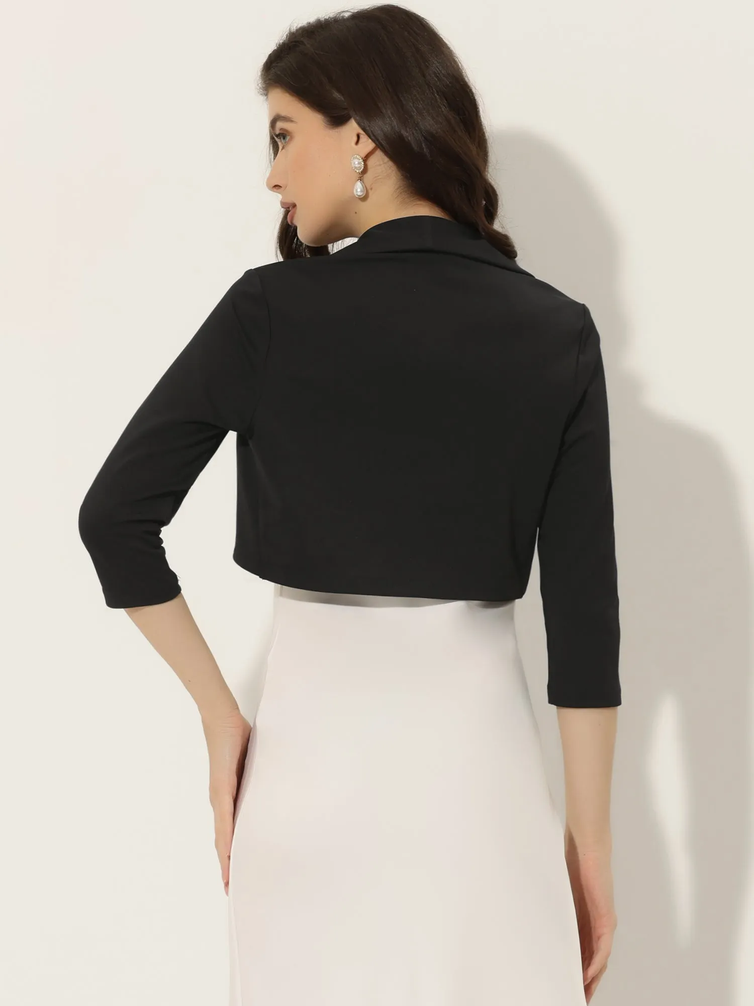 Elegant Bolero Evening Wedding Lapel Collar Shrugs Dress