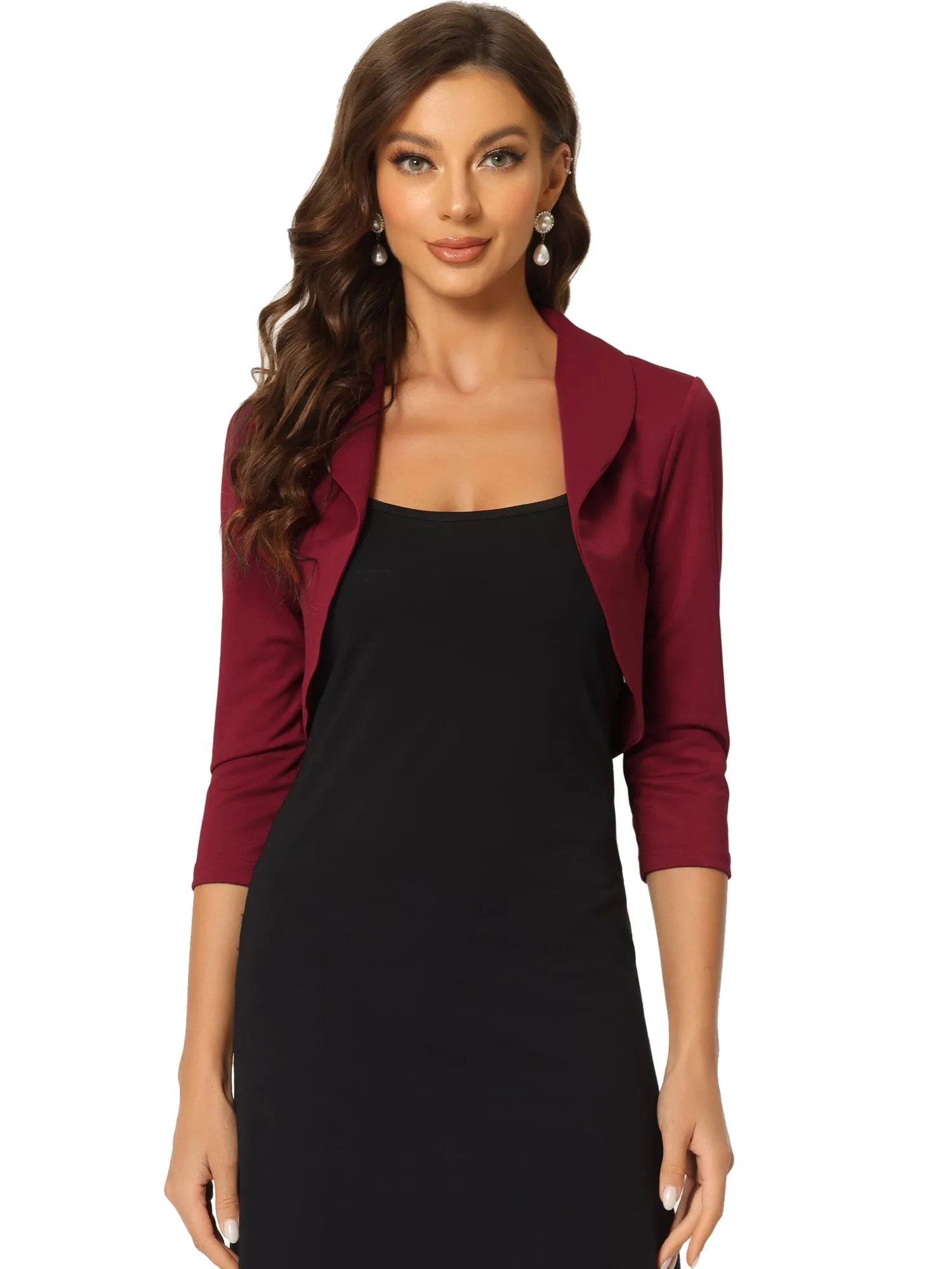 Elegant Bolero Evening Wedding Lapel Collar Shrugs Dress