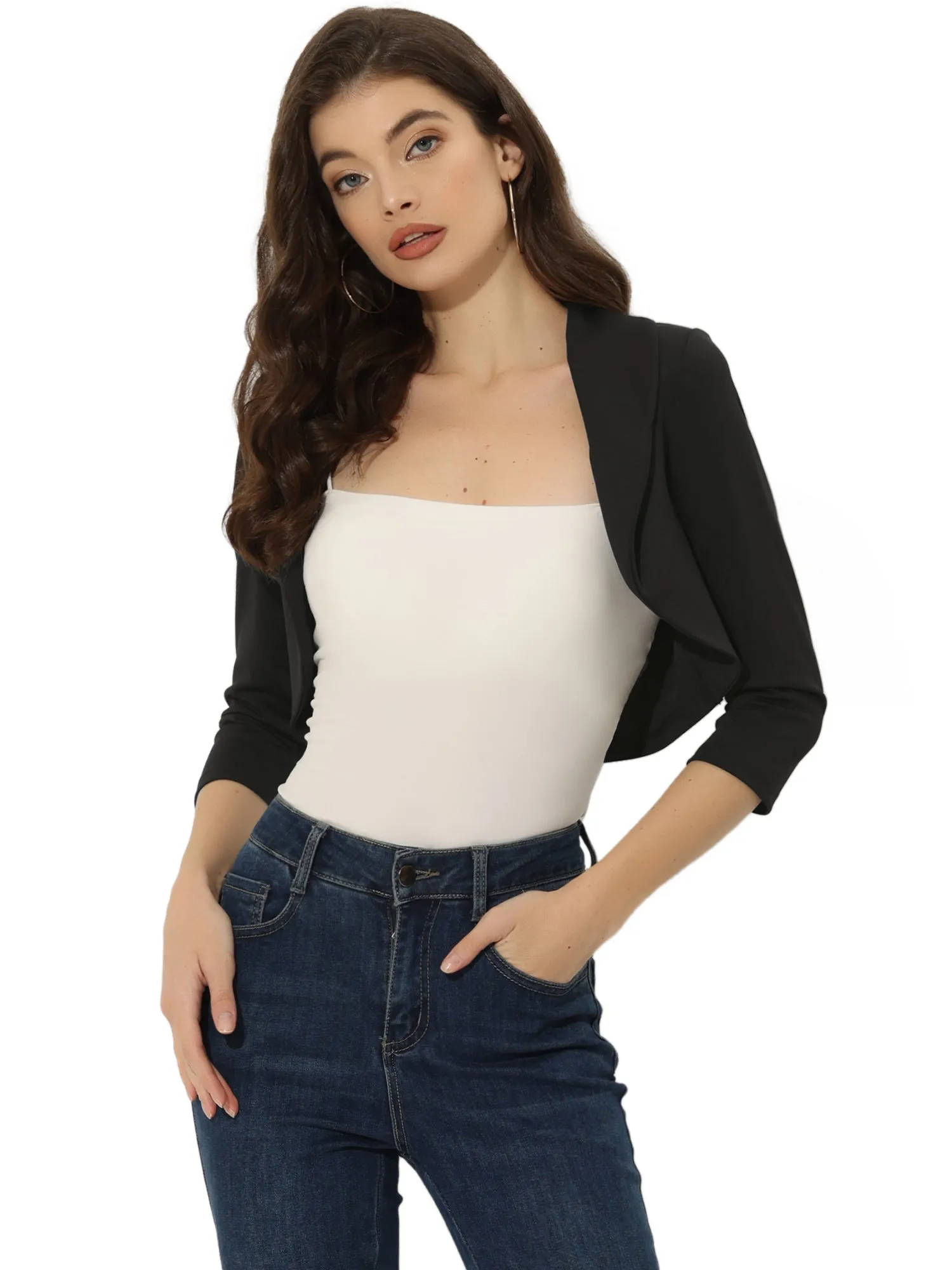 Elegant Bolero Evening Wedding Lapel Collar Shrugs Dress