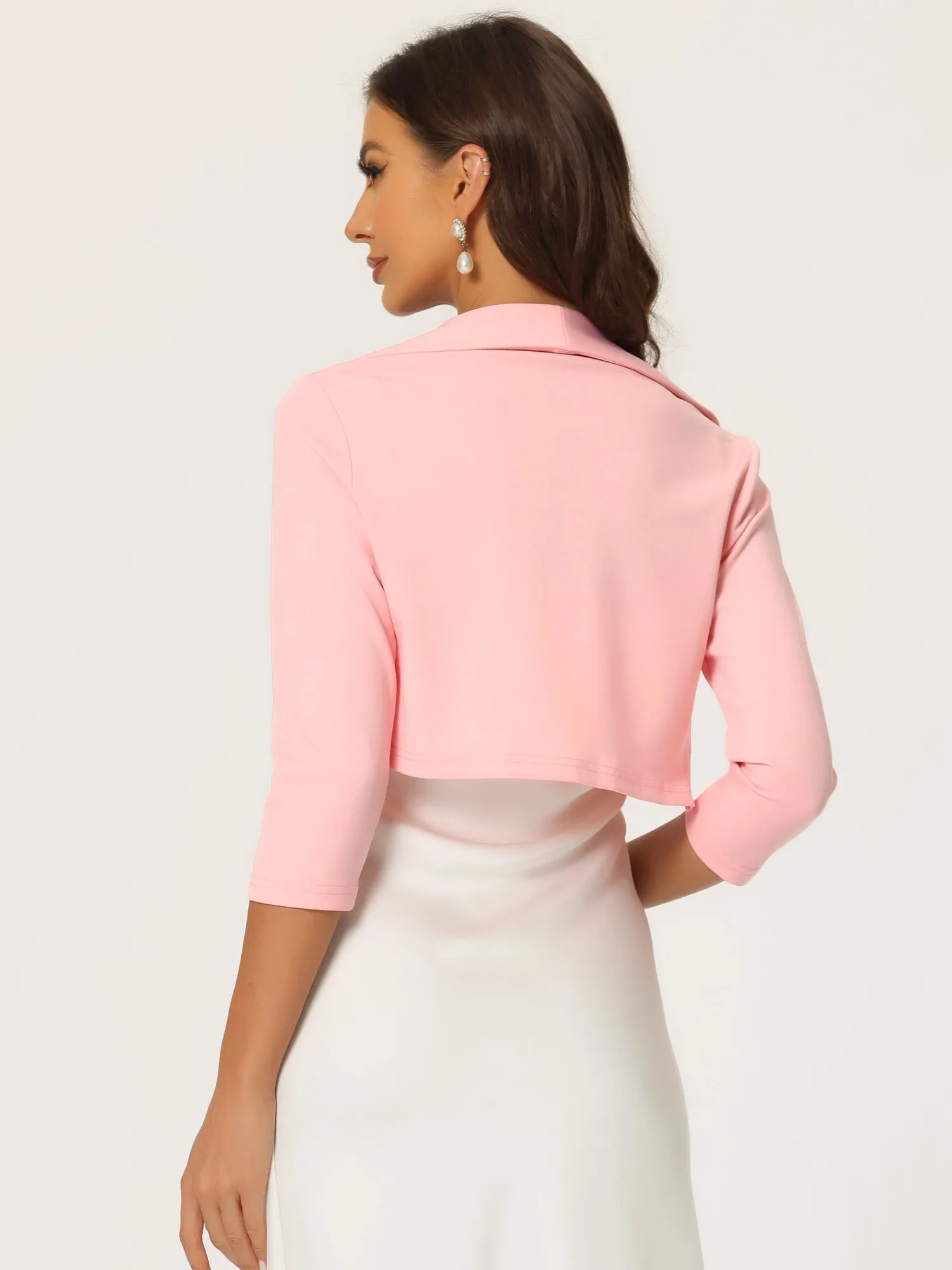 Elegant Bolero Evening Wedding Lapel Collar Shrugs Dress