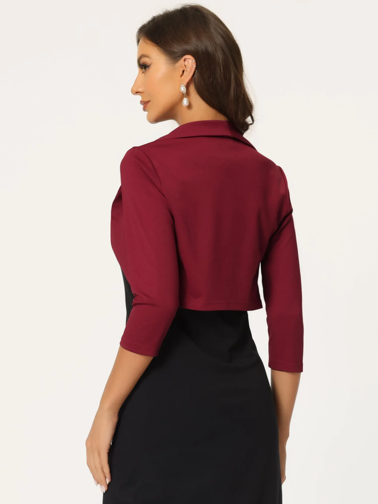 Elegant Bolero Evening Wedding Lapel Collar Shrugs Dress
