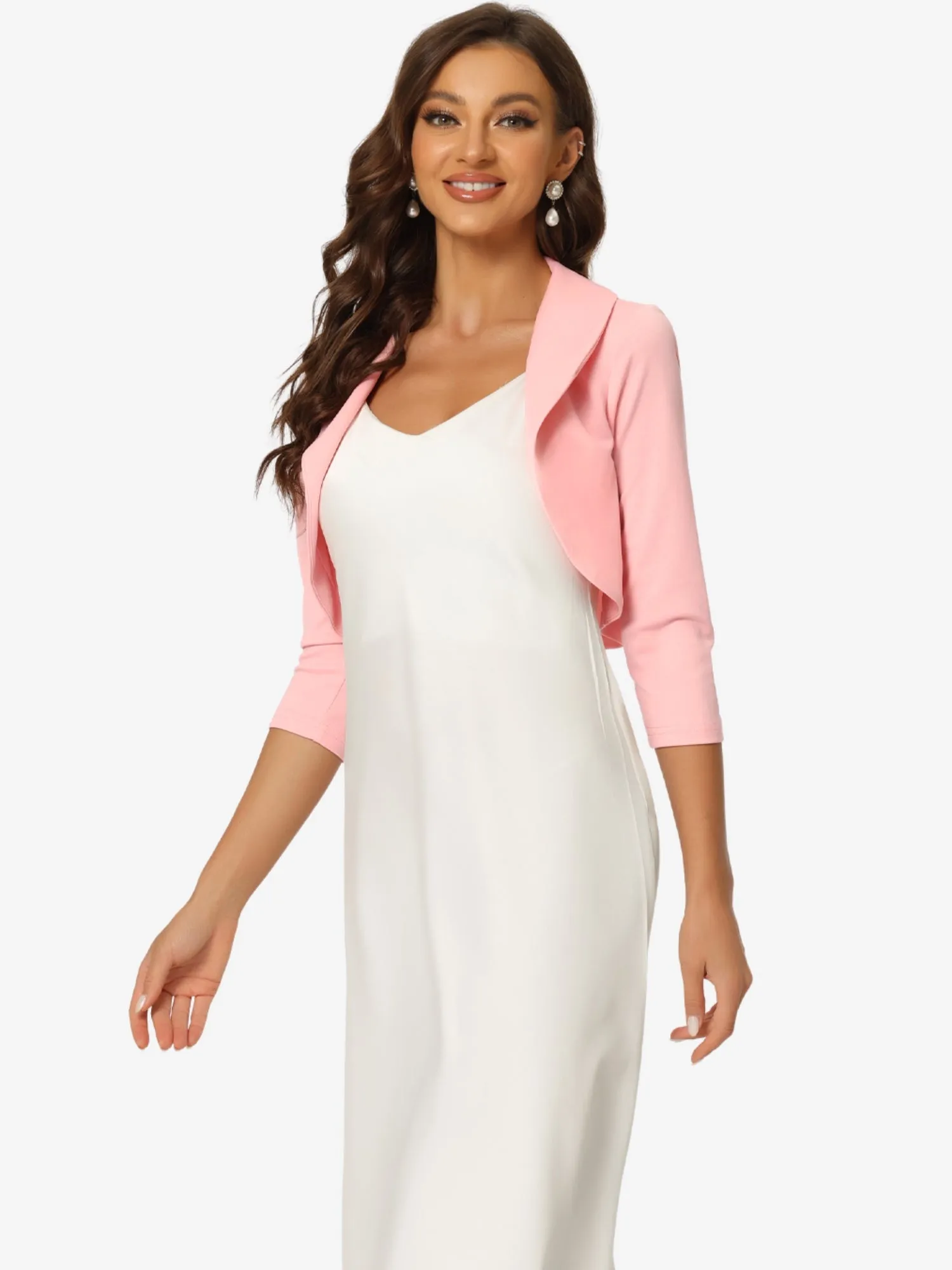 Elegant Bolero Evening Wedding Lapel Collar Shrugs Dress