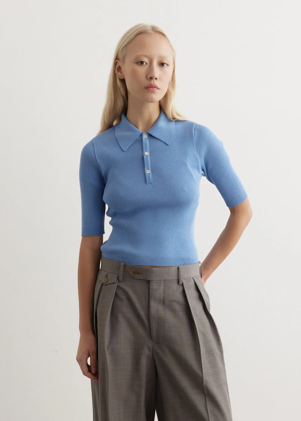 Giza High Gauge Rib Knit Polo