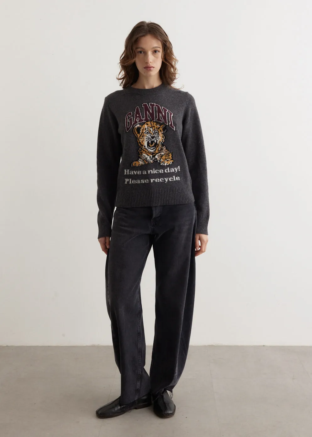 Graphic Wool Mix Tiger Crewneck