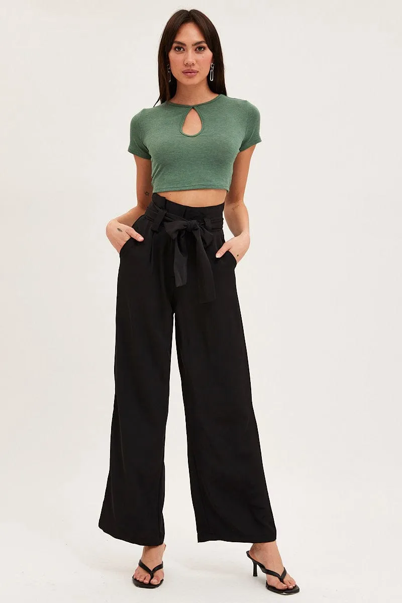 Green Keyhole T Shirt Short Sleeve