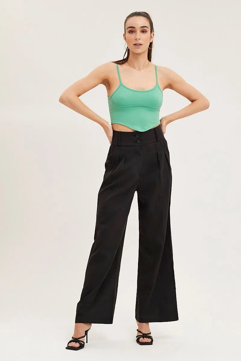 Green Seamless Corset Detail Singlet Top