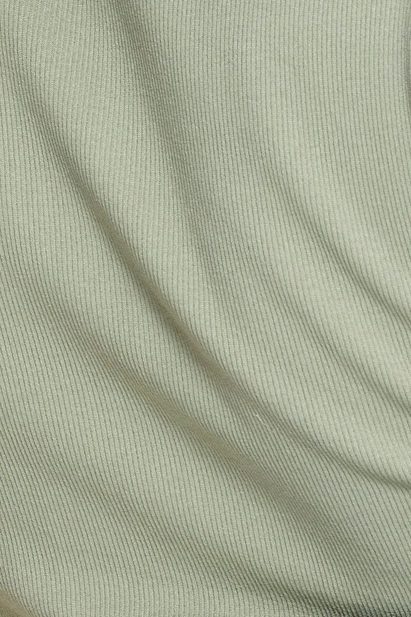 Green T Shirt Short Sleeve Crop Crew Neck