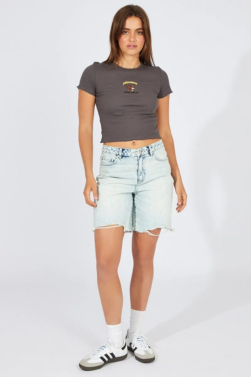 Grey Graphic Tee Short Sleeve