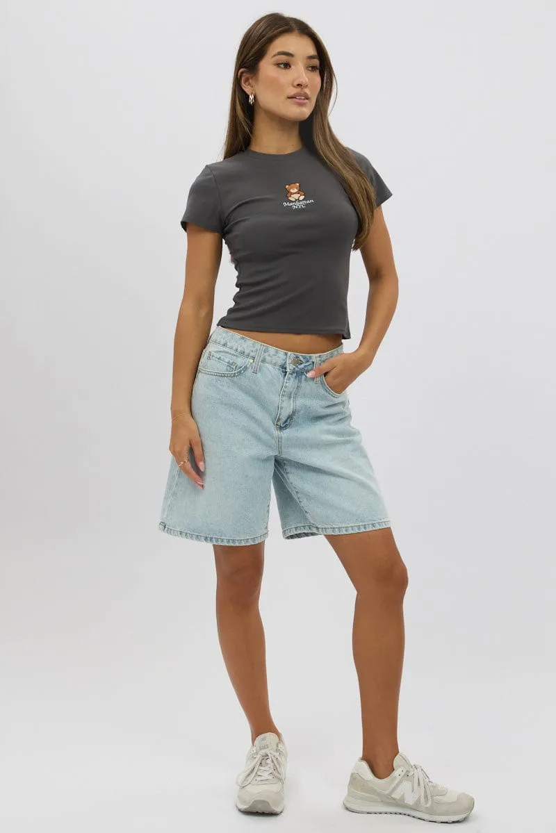 Grey Graphic Tee Short Sleeve
