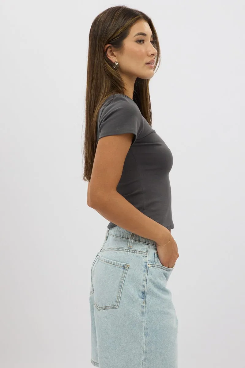 Grey Graphic Tee Short Sleeve