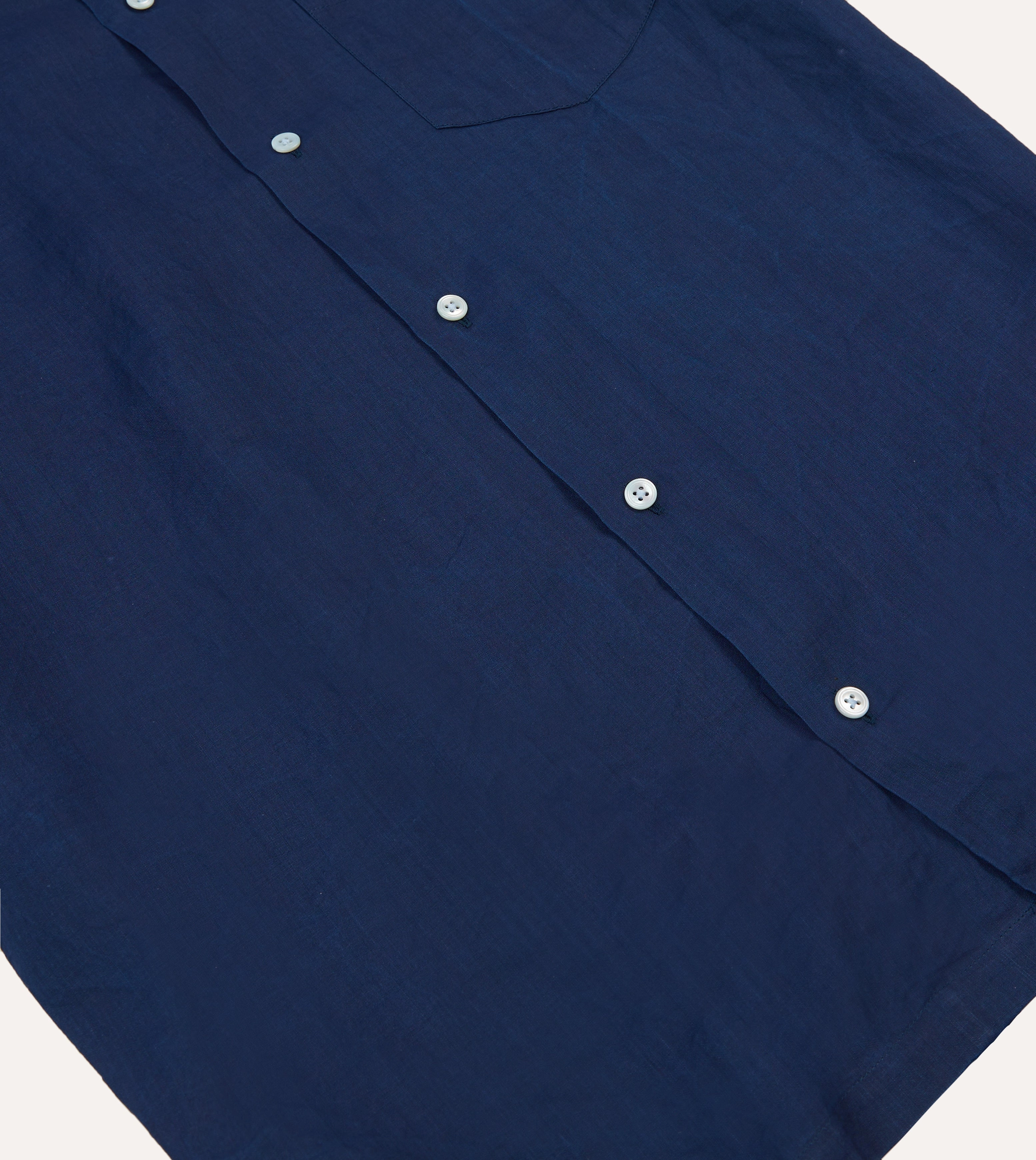Indigo Ramie Camp Collar Short Sleeve Shirt