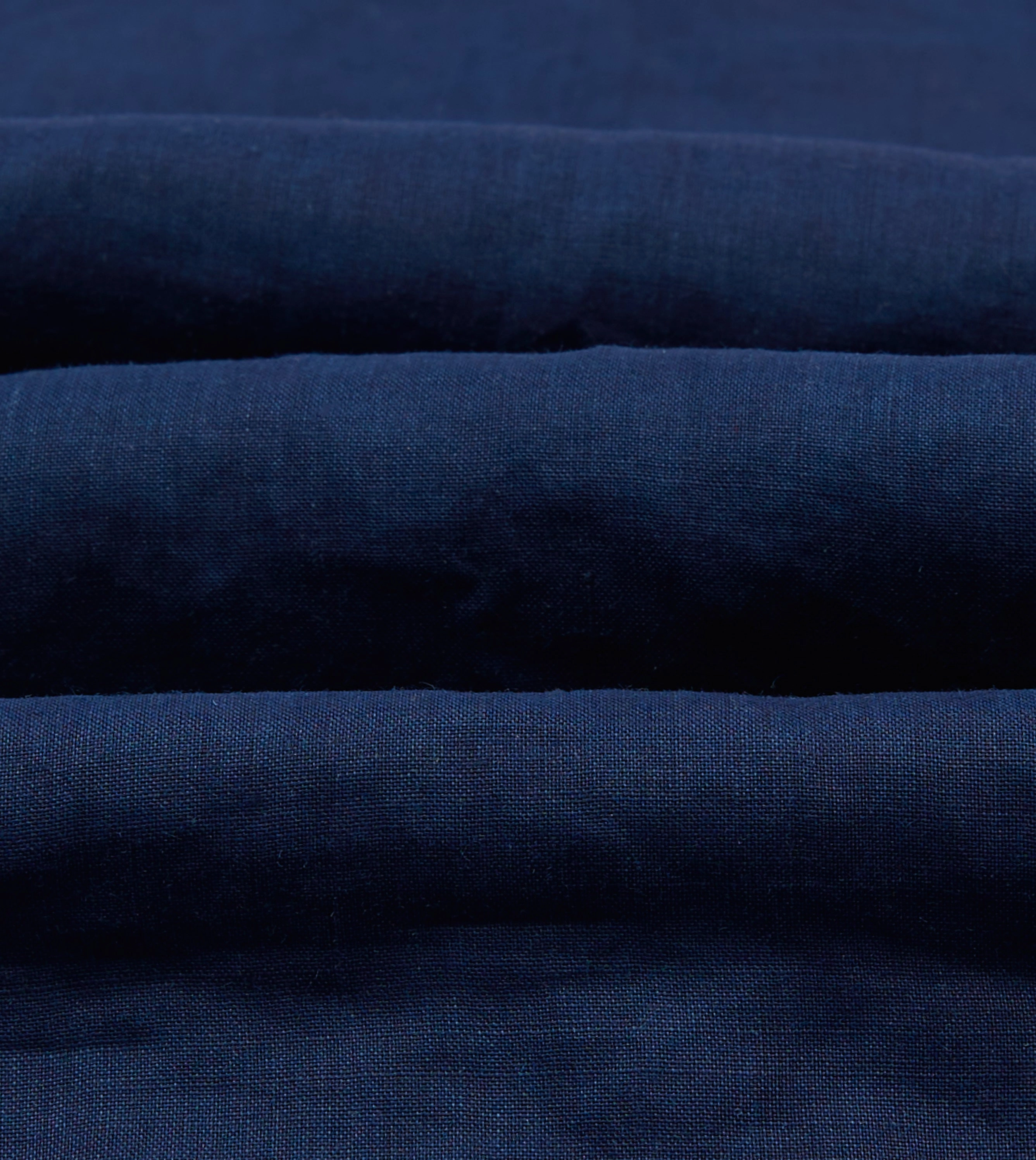 Indigo Ramie Camp Collar Short Sleeve Shirt