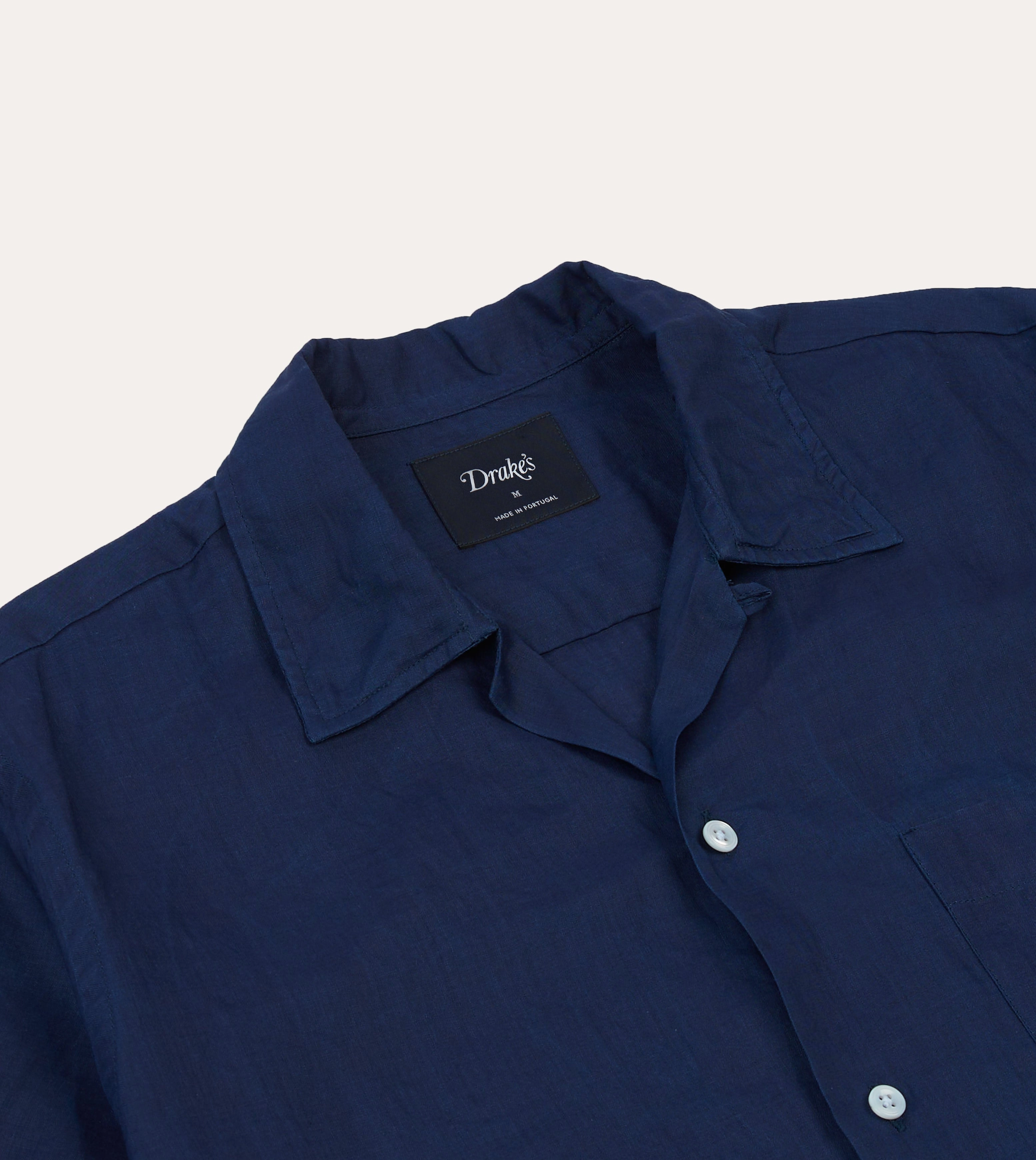 Indigo Ramie Camp Collar Short Sleeve Shirt