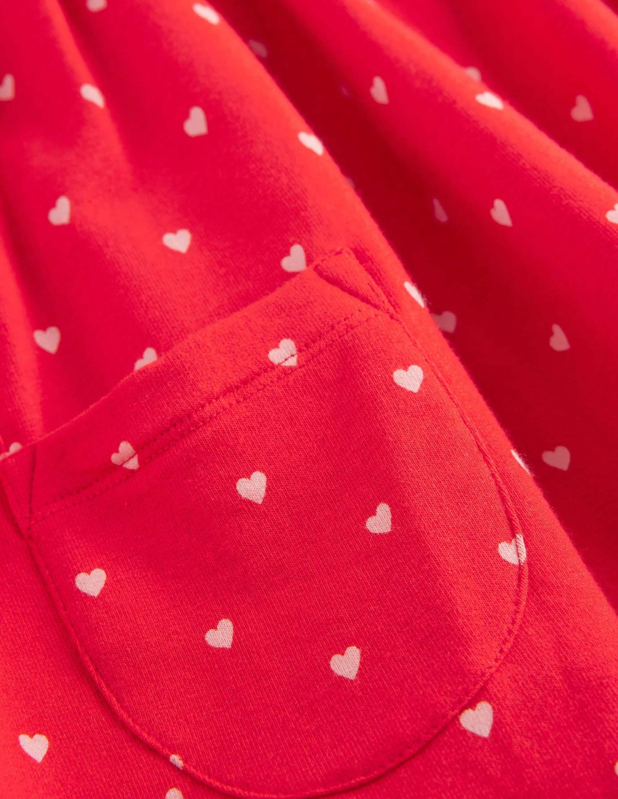 Jersey Yoke Dress-Strawberry Tart Tiny Hearts