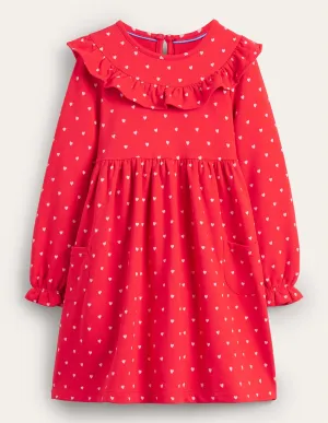 Jersey Yoke Dress-Strawberry Tart Tiny Hearts