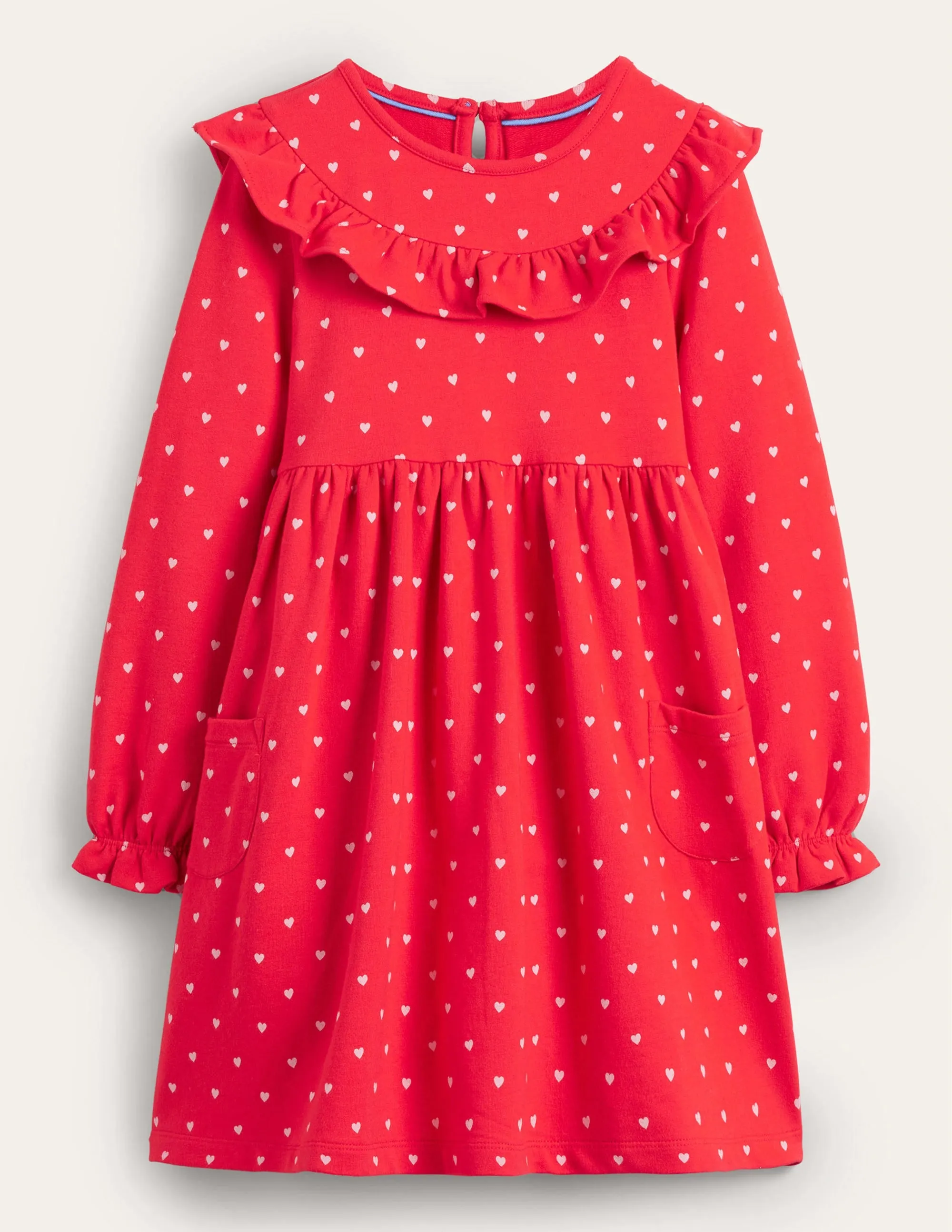 Jersey Yoke Dress-Strawberry Tart Tiny Hearts
