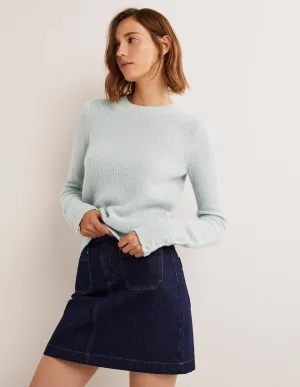 Jewel Button Fluffy Jumper-Surf Blue