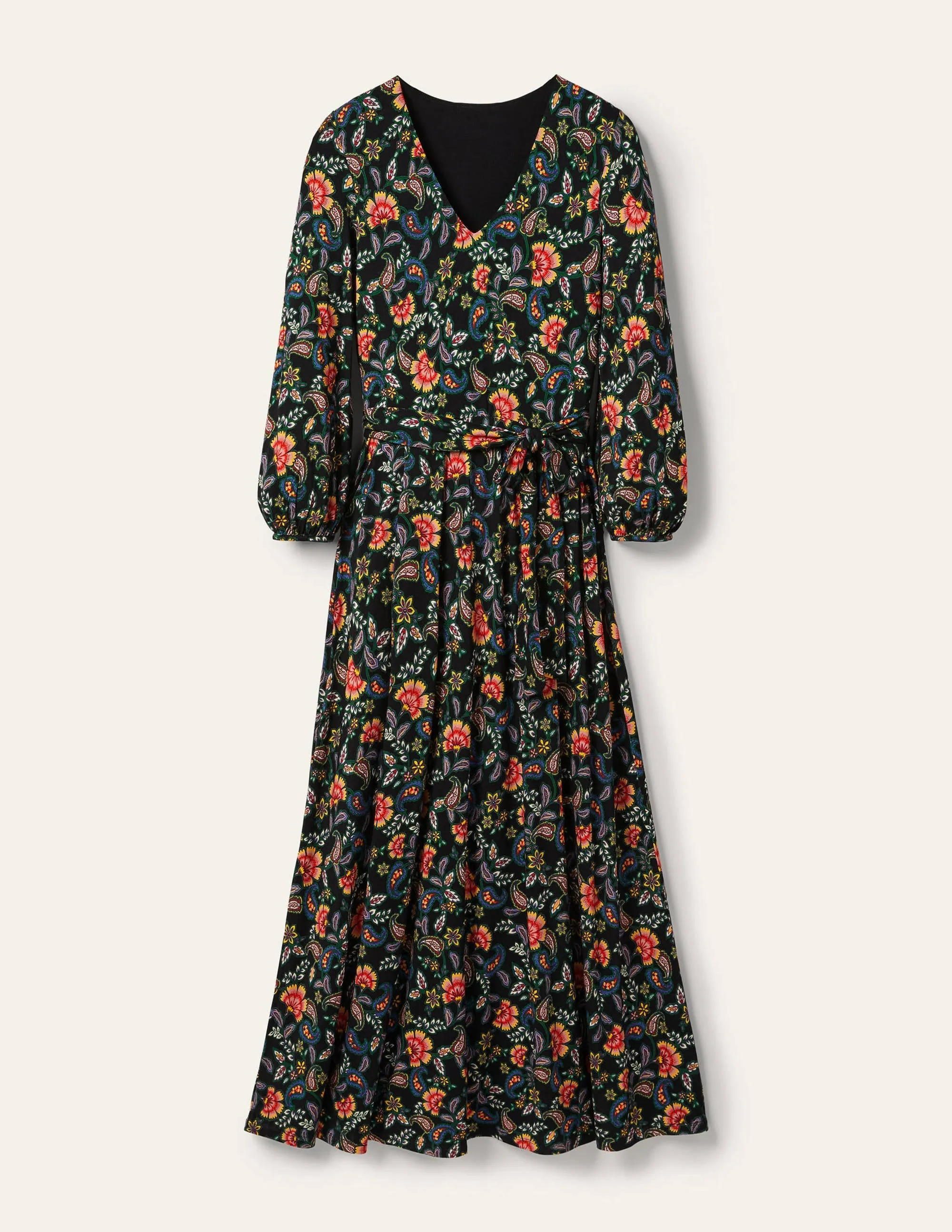 Jodie Jersey Dress-Black, Exotic Floral