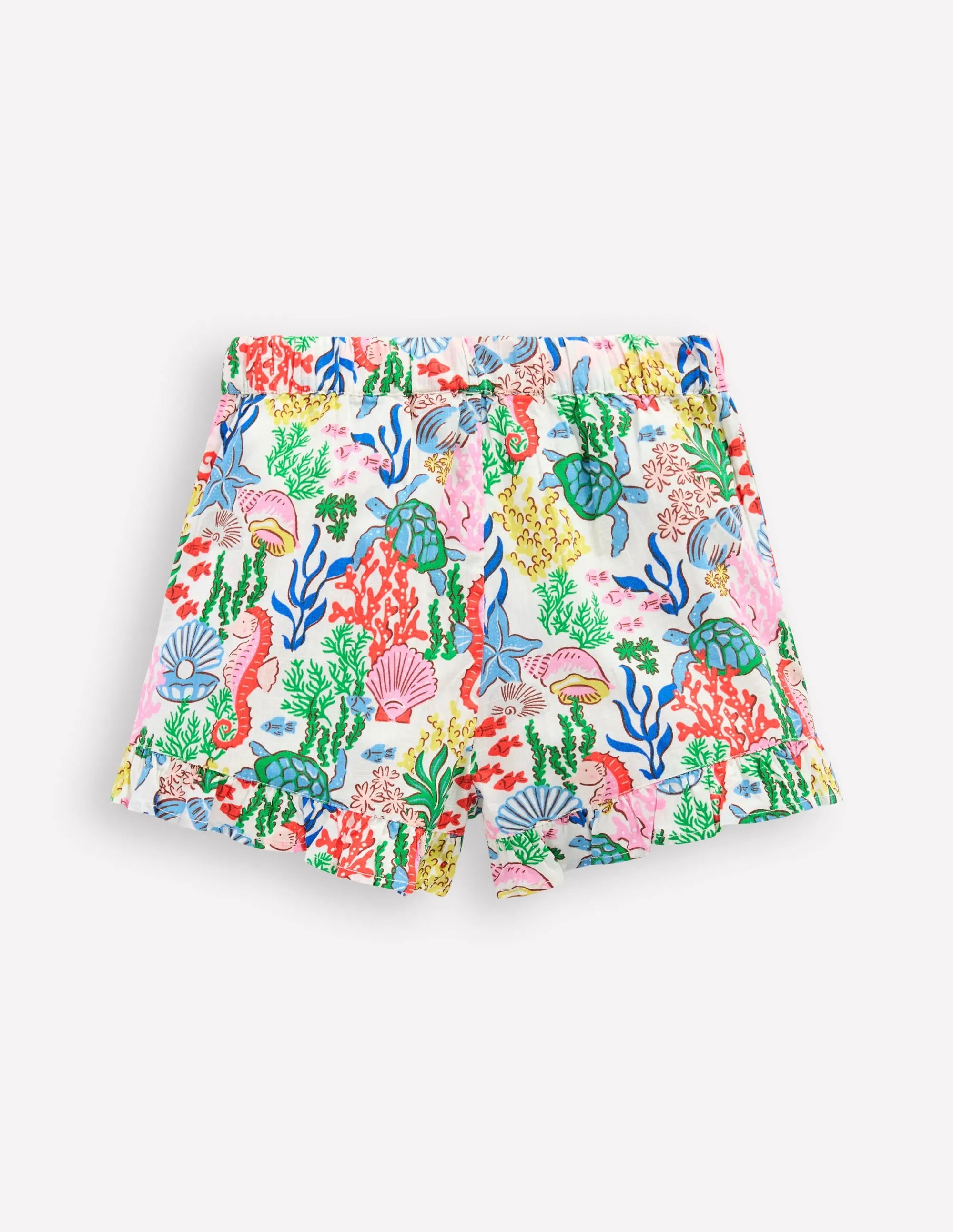 Juniper Woven Frill Shorts-Multi Coral Cove