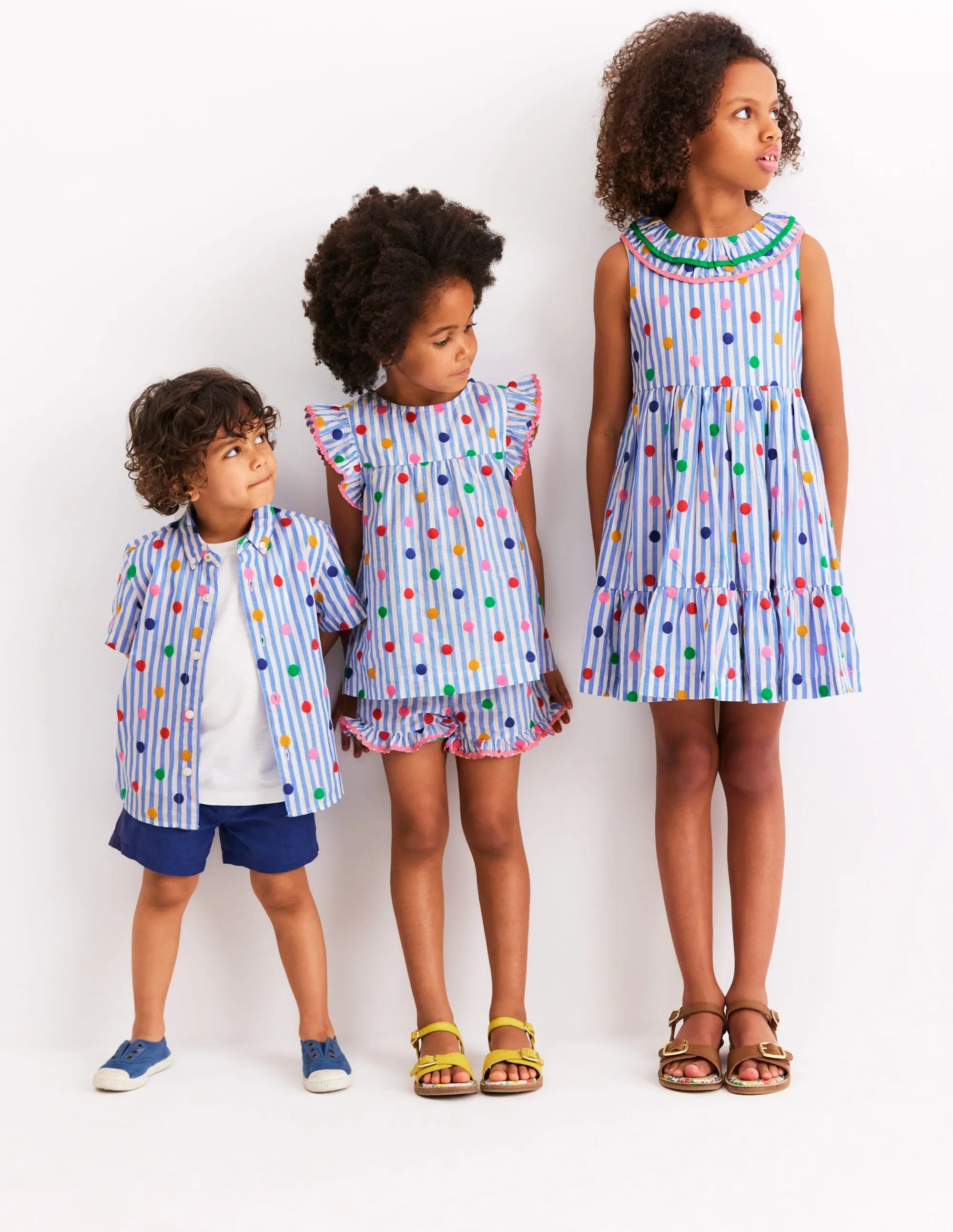 Juniper Woven Frill Shorts-Peacock Plume Blue Spot