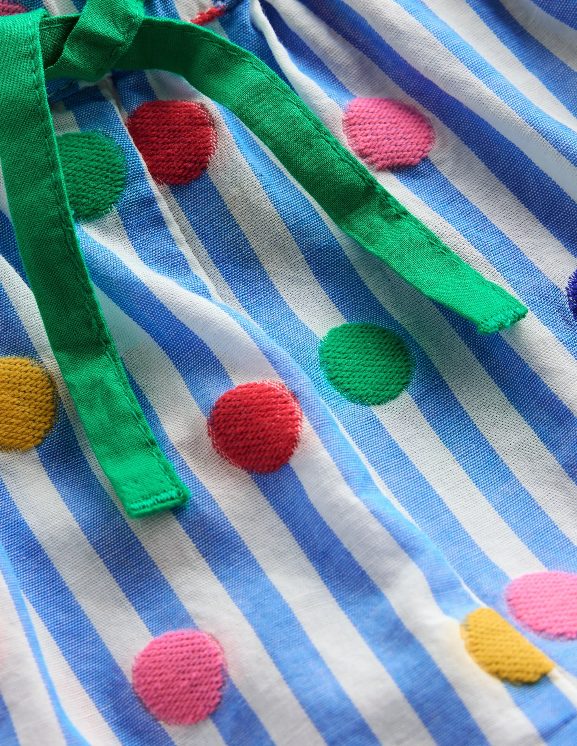 Juniper Woven Frill Shorts-Peacock Plume Blue Spot