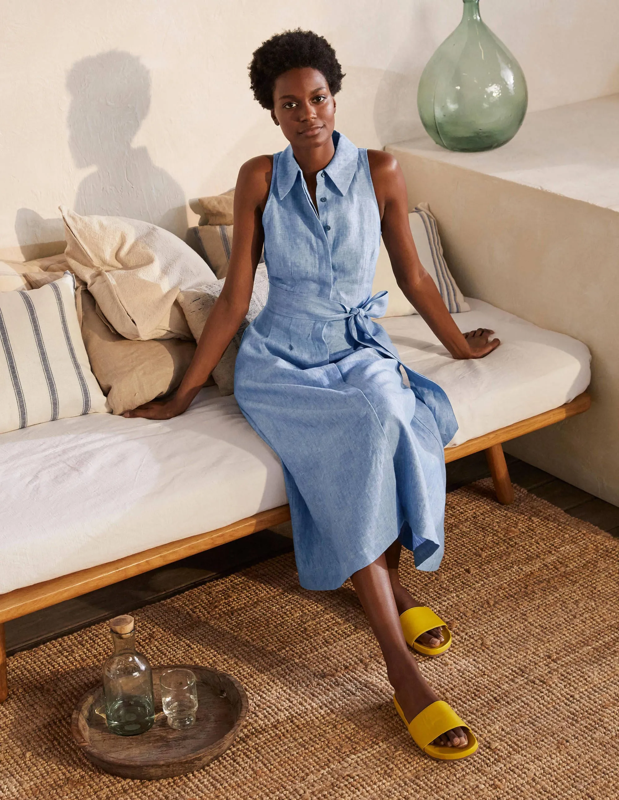 Kate Linen Shirt Dress-Chambray