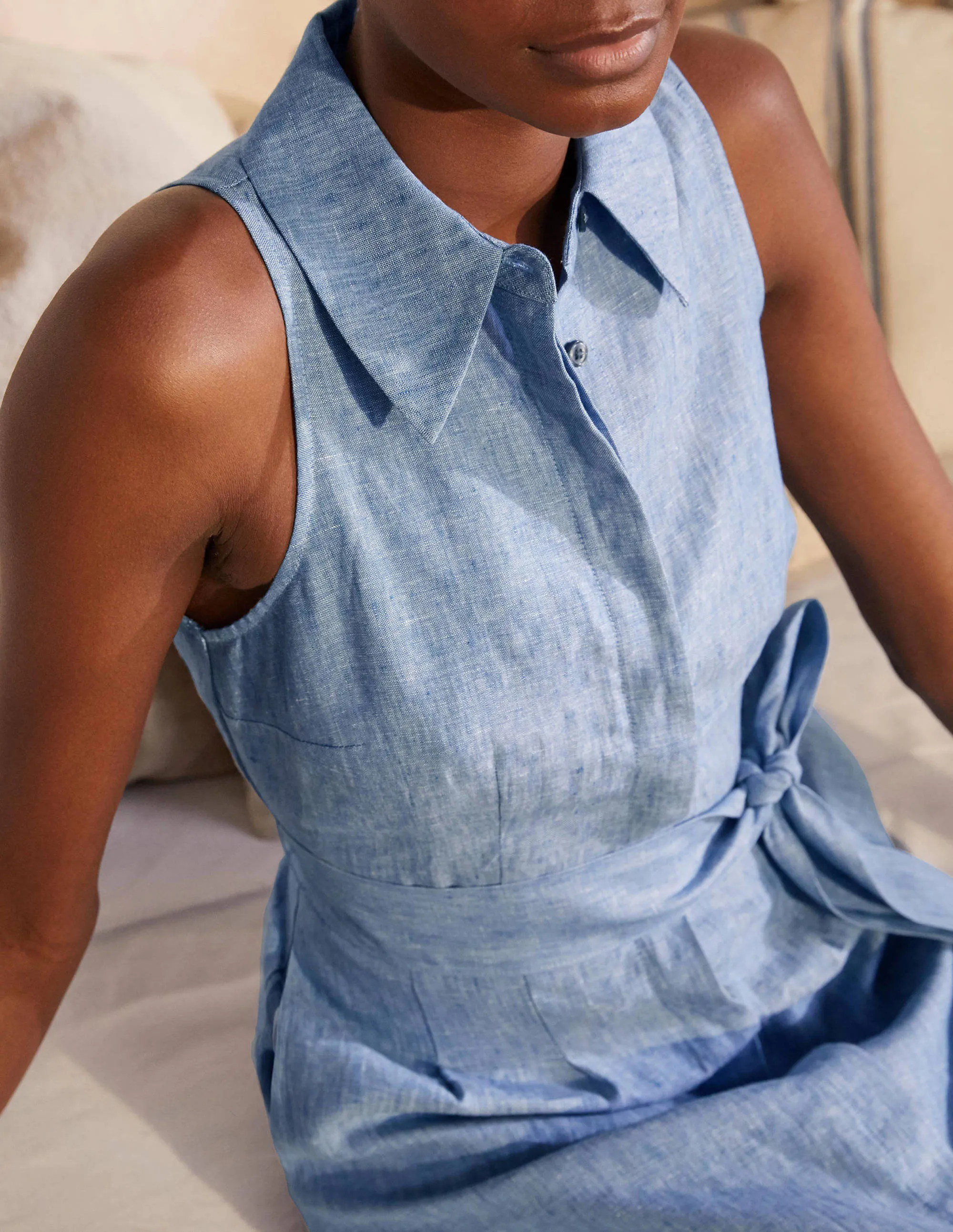 Kate Linen Shirt Dress-Chambray