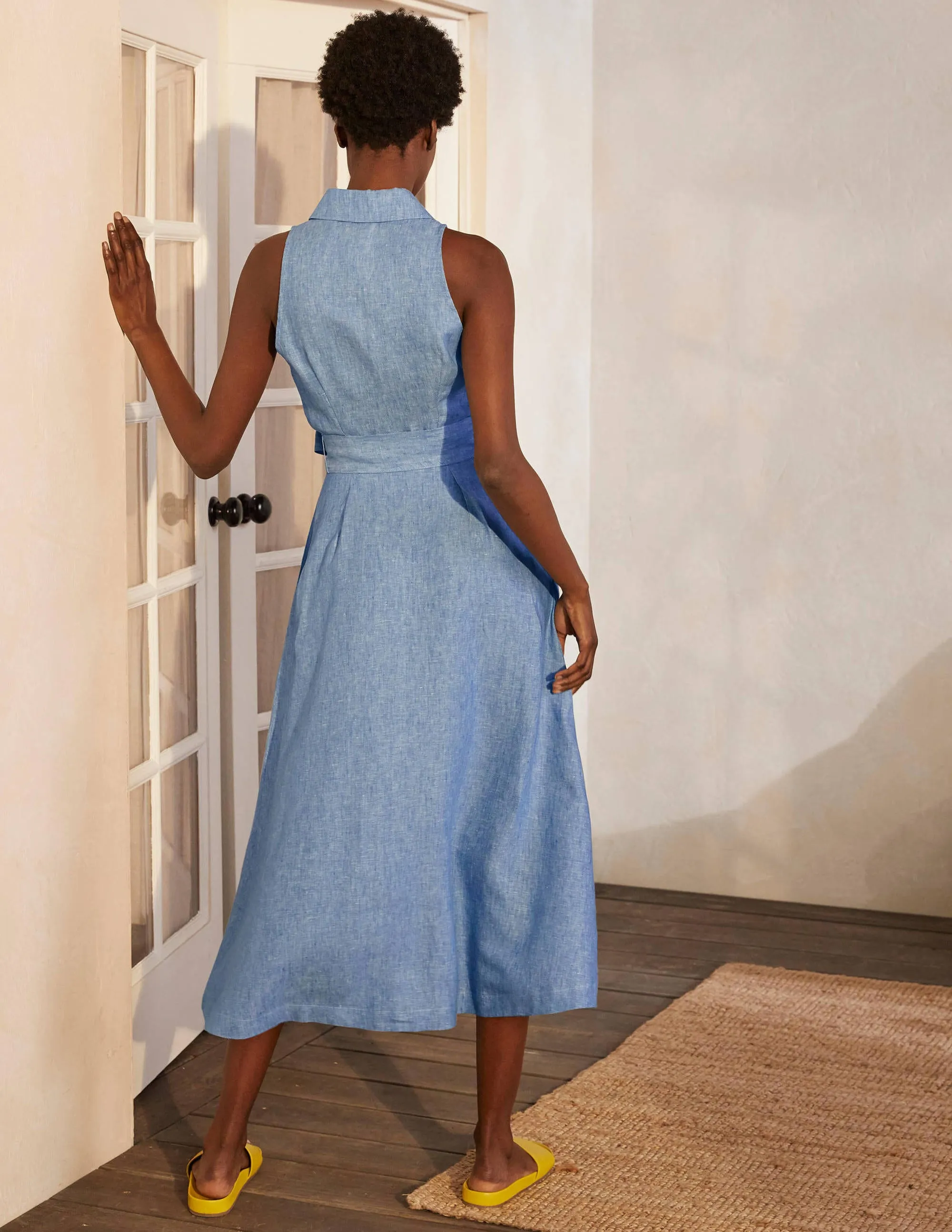 Kate Linen Shirt Dress-Chambray