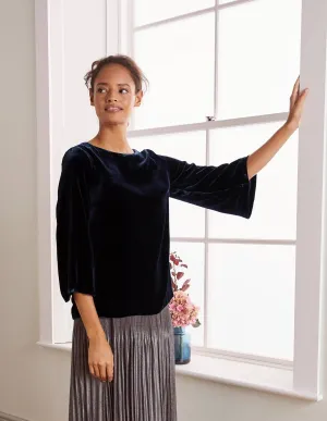 Kate Velvet Top-Navy