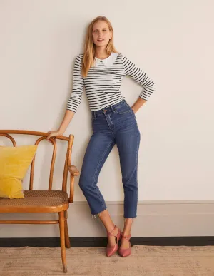 Kathleen Jersey Top-Ivory/ Navy