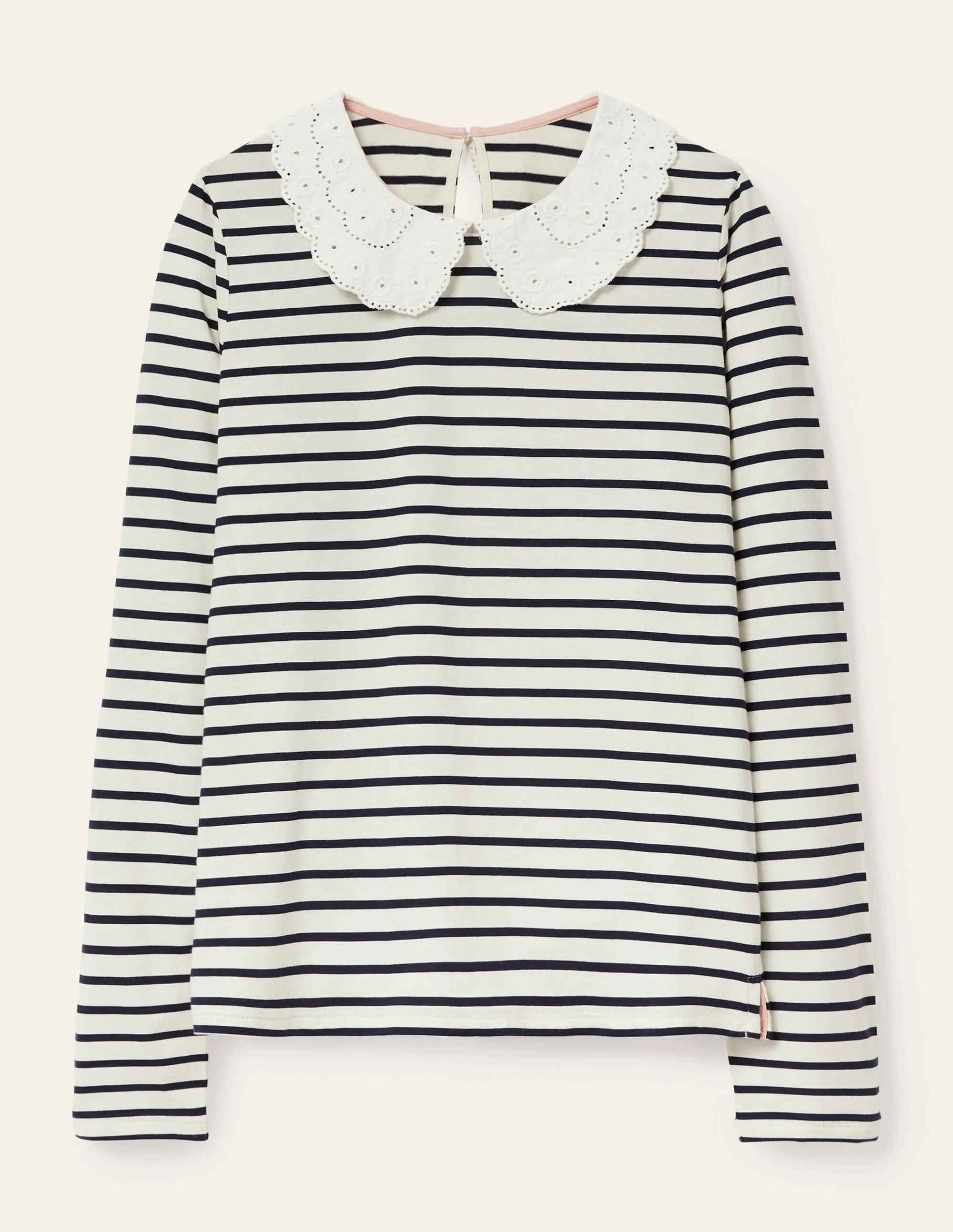 Kathleen Jersey Top-Ivory/ Navy
