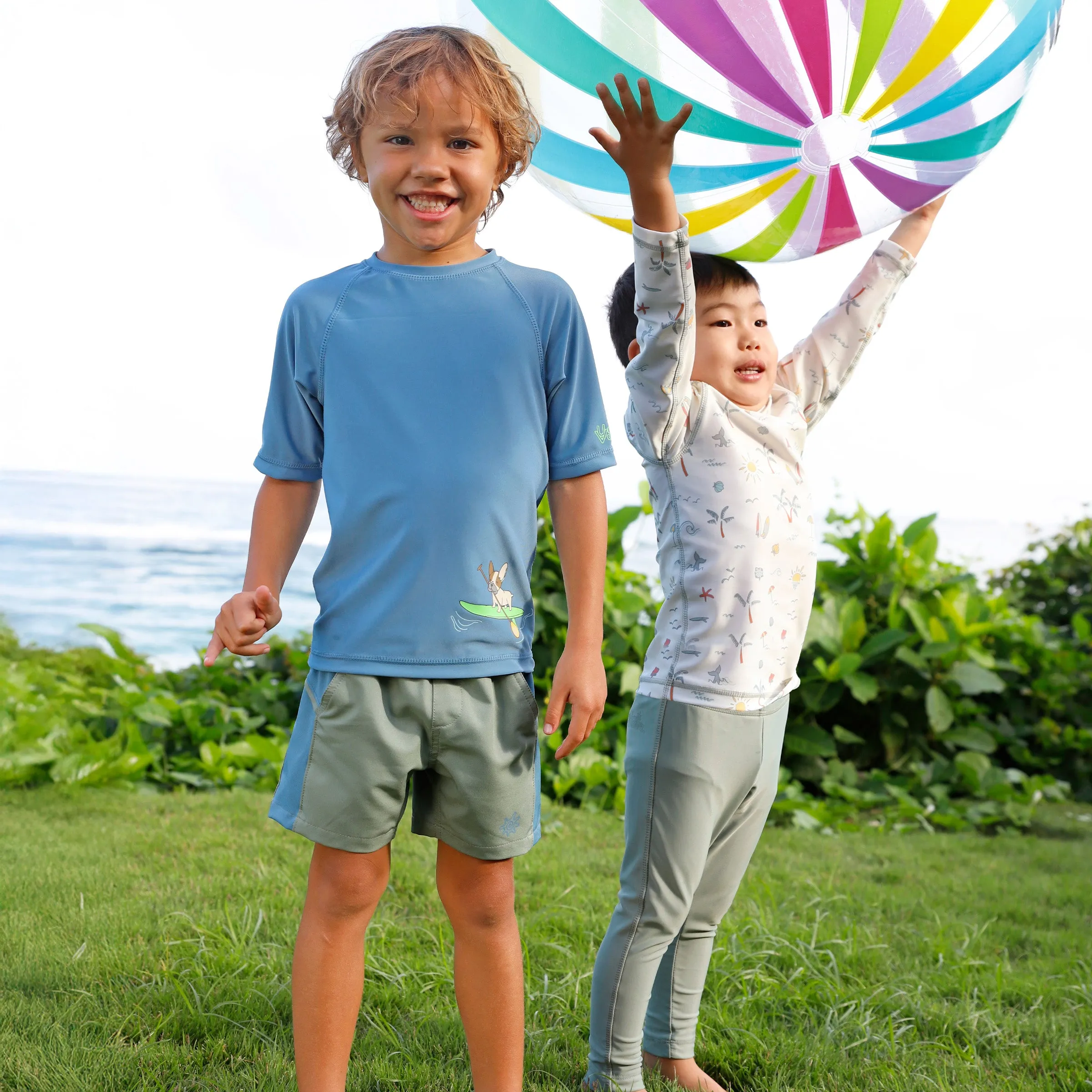Kid's Short Sleeve Crew Sunny Swim Shirt