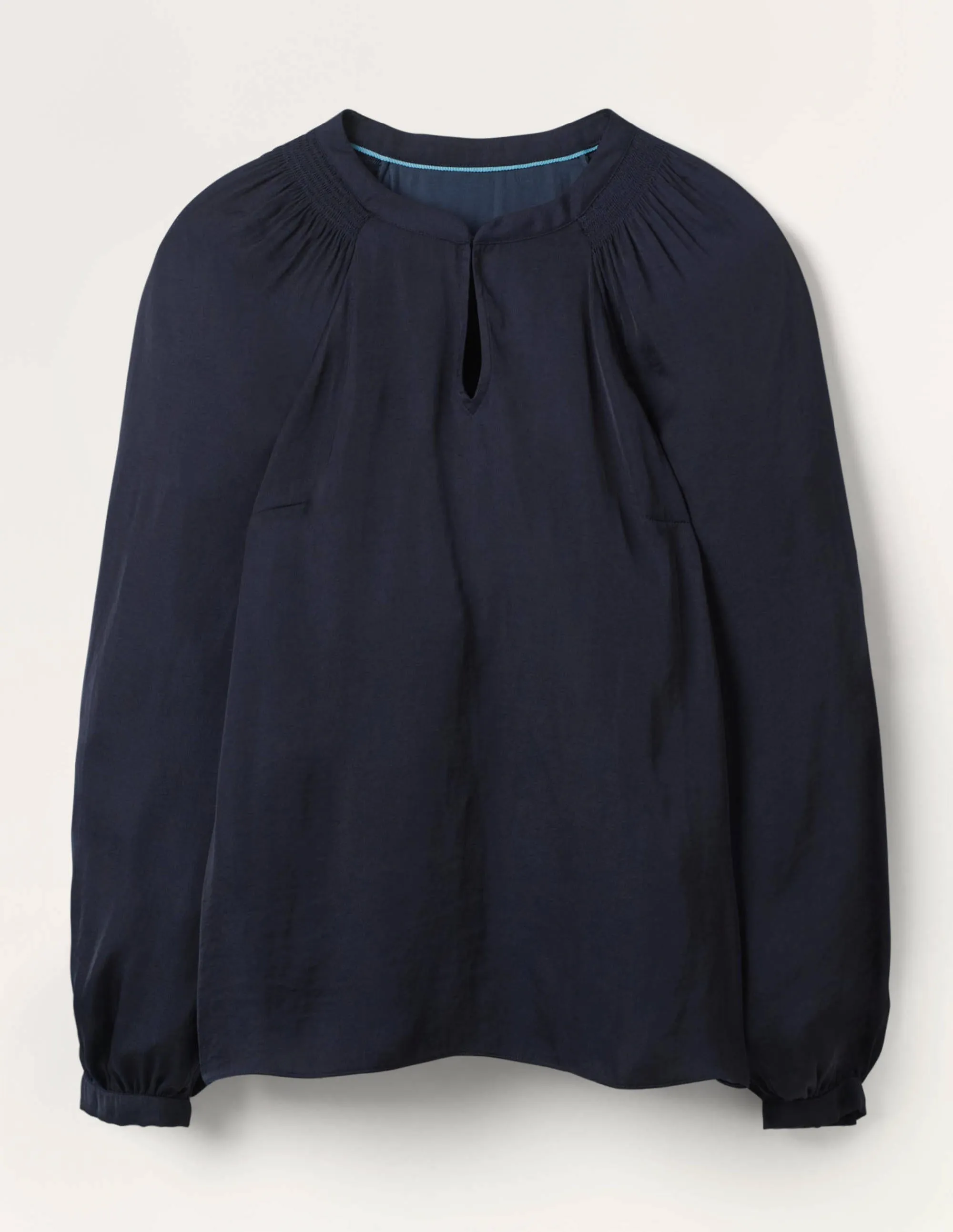 Kitty Smocked Neck Blouse-Navy