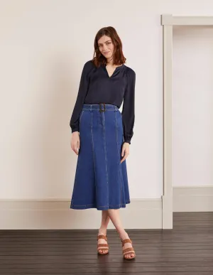 Kitty Smocked Neck Blouse-Navy